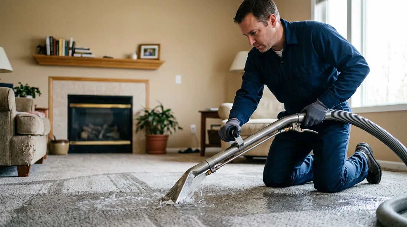 Water damage restoration technician working near Paxton, MA